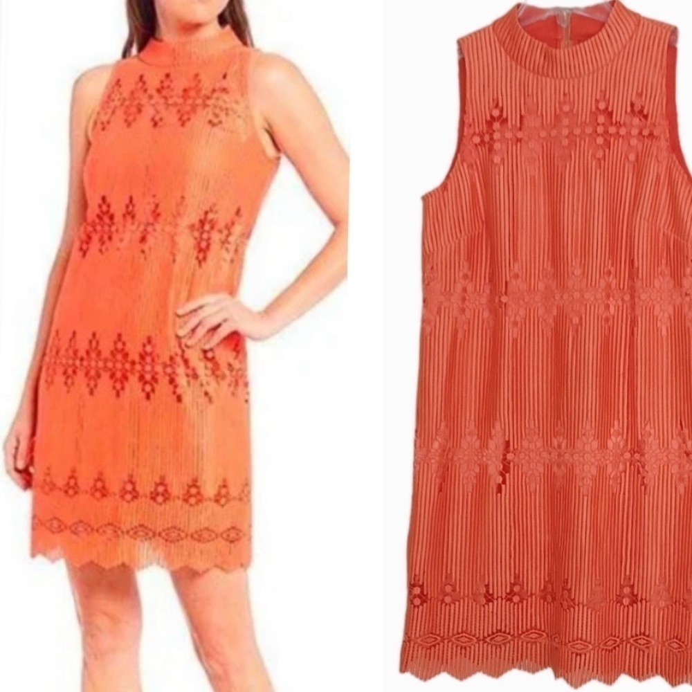 Alex Marie Coral Geometric Sleeveless Sheath Dress Size 14 NWT